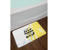 Retro Memphis Pattern Phrase Bath Mat