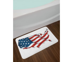 Patriotic Waving USA Flag Bath Mat