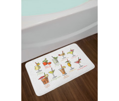 Famous Cocktails Bath Mat