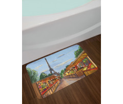 Colorful Sketch Street Eiffel Bath Mat