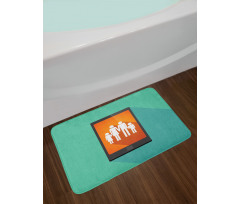 Cartoon Family Silhouette Bath Mat