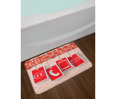 Phone and Hearts Bath Mat