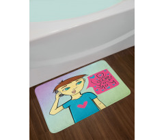 Boy Calling His Mother Bath Mat