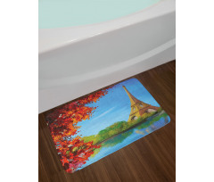 Autumn Eiffel Tower Painting Bath Mat