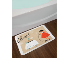 Mom Phone Dinner Table Bath Mat