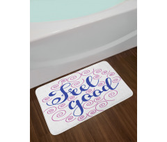 Phrase with Pink Circles Bath Mat