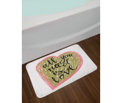 Valentines Day Sketch Art Bath Mat