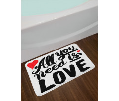 Romantic Hearts Calligraphic Bath Mat