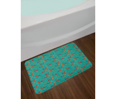 Hand-drawn Fishes Plants Bath Mat