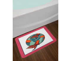 Tropical Leaves in Circle Bath Mat