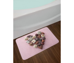 Candies in a Heart Shape Bath Mat