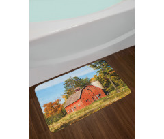 Old Barn Silo with Trees Bath Mat