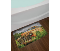 Discarded Rusty Junk Car Bath Mat