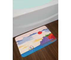 Coastal Landscape Ship Bath Mat