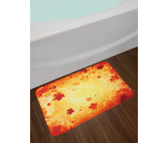 Abstract Grunge Maple Leaves Bath Mat