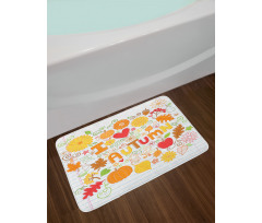 I Love Autumn Sketchy Doodle Bath Mat