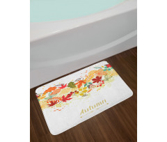 Autumn Leaves Border Bath Mat