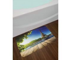 Eiffel Tower Wood Pier Seine Bath Mat