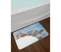 Detroit USA Skyline Art Bath Mat