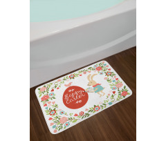 Egg Bunny Bloom Floral Frame Bath Mat