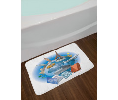 Business Travel Planet Earth Bath Mat