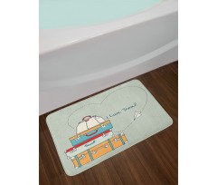 Flying Paper Plane Words Bath Mat