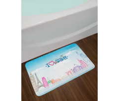 I Love to Travel Words Sky Bath Mat