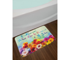 Romantic Words with Flowers Bath Mat