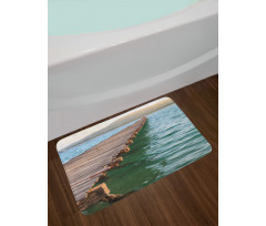 Wood Bridge Pier Sea Bath Mat