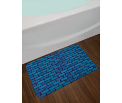 Blue Colored Stone Wall Bath Mat