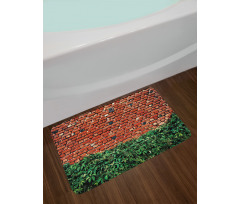 Wall with Green Leaves Bath Mat