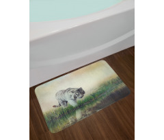 Albino Tiger Near a River Bath Mat