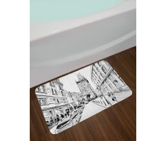 Prague City Sketch Bath Mat