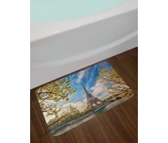 Paris Cloudy Sky Eiffel Tower Bath Mat