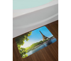 Sunny Day Eiffel Tower River Bath Mat