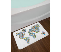 Photos Placed as World Map Bath Mat