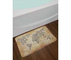 Vintage Collage World Map Bath Mat