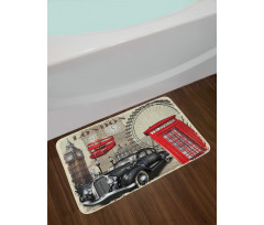 Vintage London Sign Collage Bath Mat