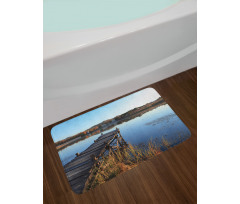 Tranquil Lake Idyllic Pier Bath Mat