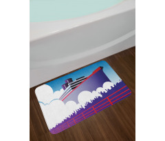 Large Ship with Harbor People Bath Mat