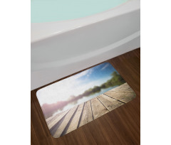 Grunge Wood Pier Blurred Photo Bath Mat