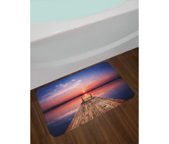 Panoramic Lake Old Pier Sunset Bath Mat