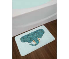 Elephant Head Motif Pattern Bath Mat