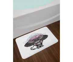 Elephant with Floral Crown Bath Mat