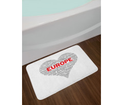 European Country Names Heart Bath Mat