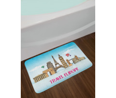 Travel Europe Landmarks Sky Bath Mat