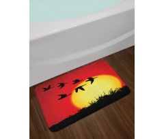 Skein of Geese Migrate Sunset Bath Mat