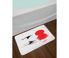 Goose Flying Alone Silhouette Bath Mat