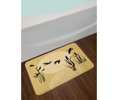 Flying Birds over Lake Sun Bath Mat