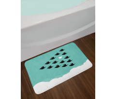 Bird Silhouettes over Clouds Bath Mat